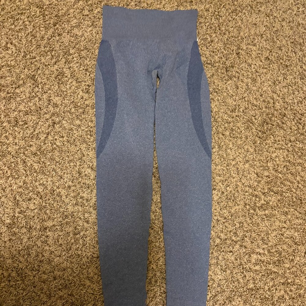 NVGTN Leggings XS Xtra Small Powder Blue Pull On Nylon Spandex Blend Wide Waist
